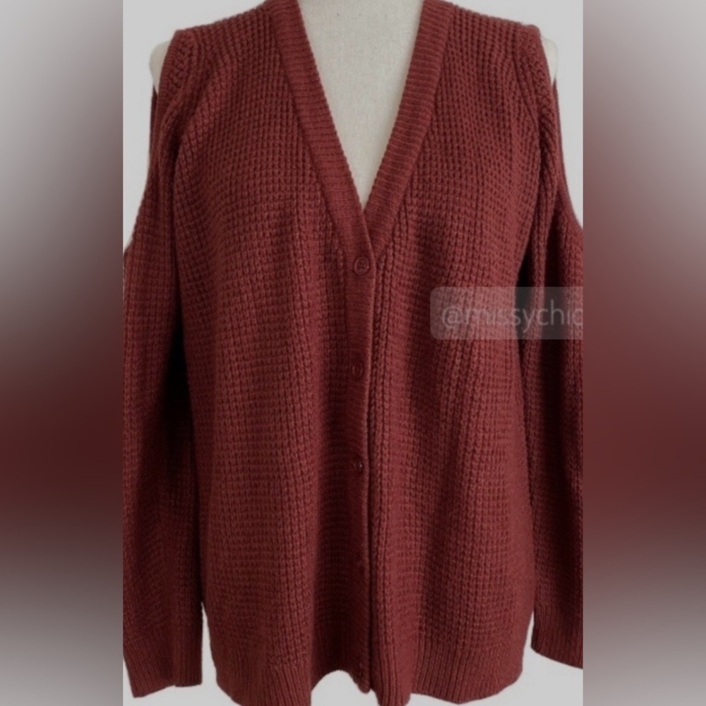 Wet Seal COLD SHOULDER Brick Red Knit Sweater